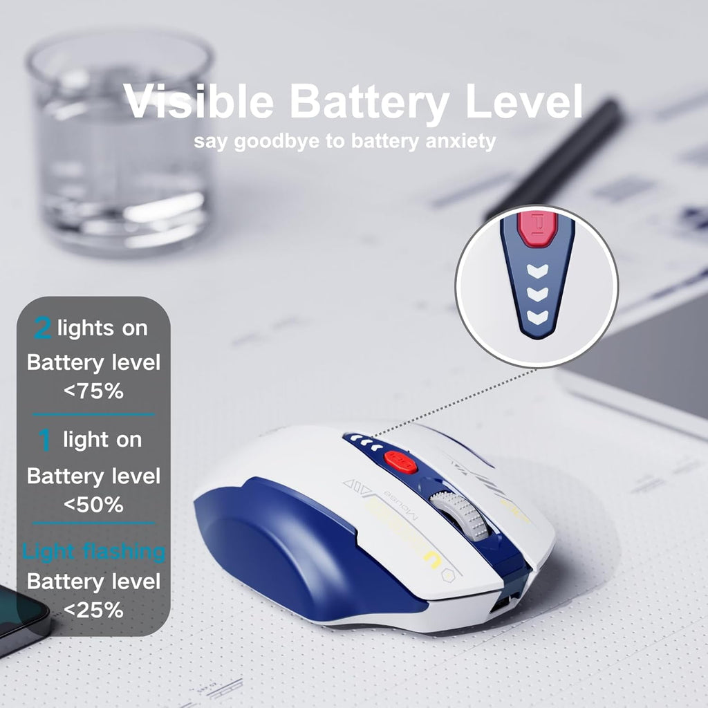 Wireless Mouse,Upgraded 2.4GHz Rechargeable (Battery Level Visible) Ergonomic Computer Mouse,4 Levels DPI, Wireless Mice for Laptop Computer(Matte Black)