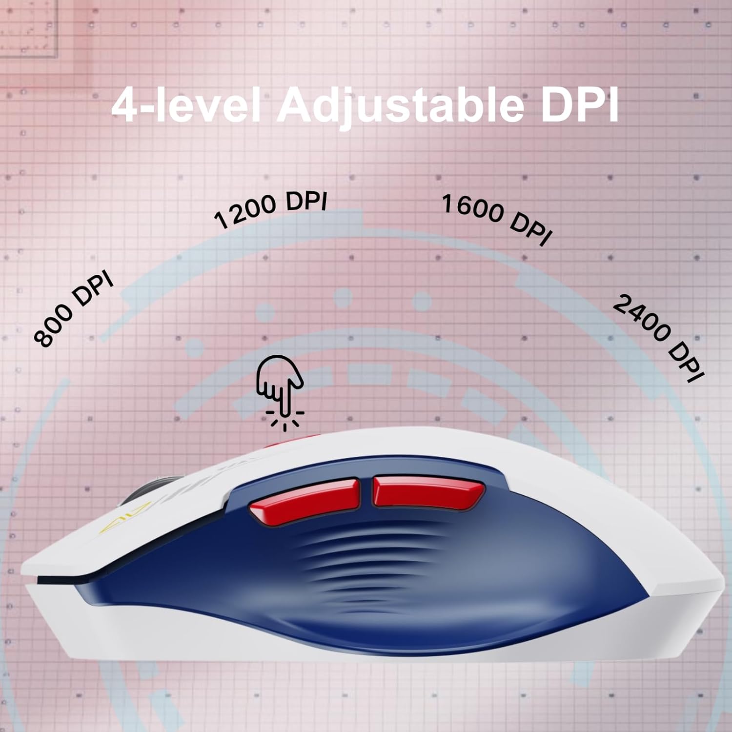 Wireless Mouse,Upgraded 2.4GHz Rechargeable (Battery Level Visible) Ergonomic Computer Mouse,4 Levels DPI, Wireless Mice for Laptop Computer(Matte Black)