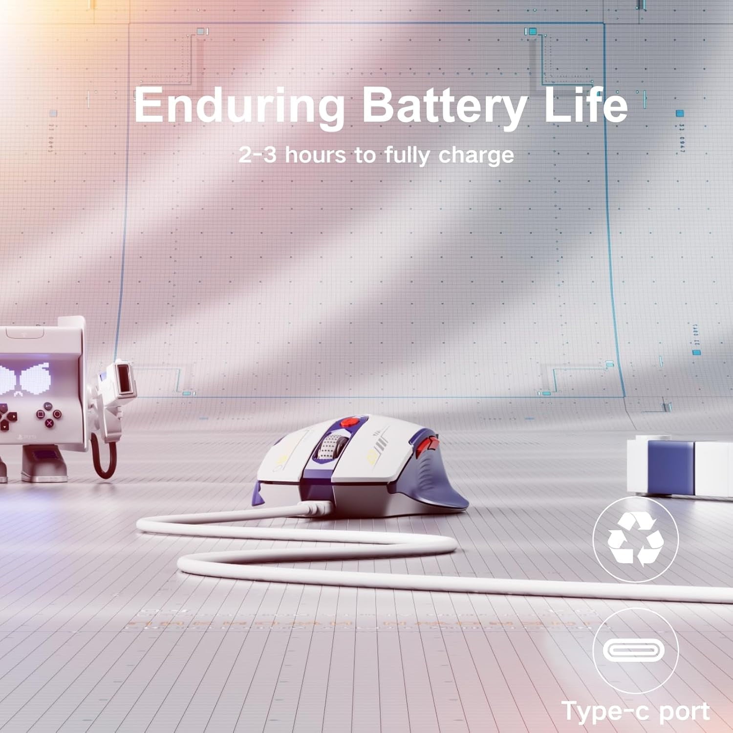 Wireless Mouse,Upgraded 2.4GHz Rechargeable (Battery Level Visible) Ergonomic Computer Mouse,4 Levels DPI, Wireless Mice for Laptop Computer(Matte Black)