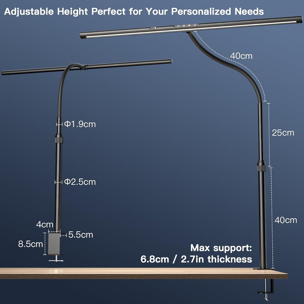 EYOCEAN Desk Lamp, 31.5" Wide 24W for Home Office, Gesture Sensing Control Desk Light, Dimmable &amp; Color Temperature, Eye-Caring Office Lamp, Brightest Architect Light for Screen/Workbench