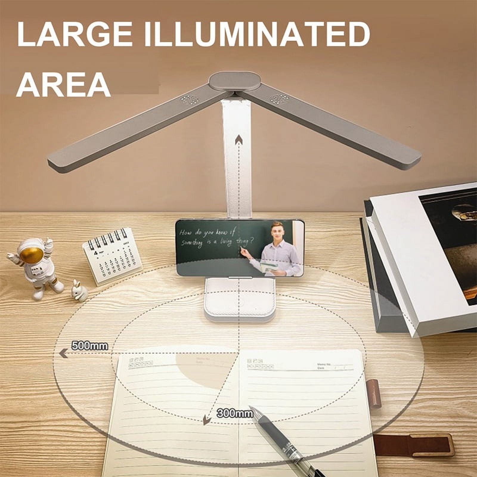 LED Desk Lamp 3 Level Dimmable Touch Night Light USB Rechargeable Eye Protection Foldable Desk Lamp Pink