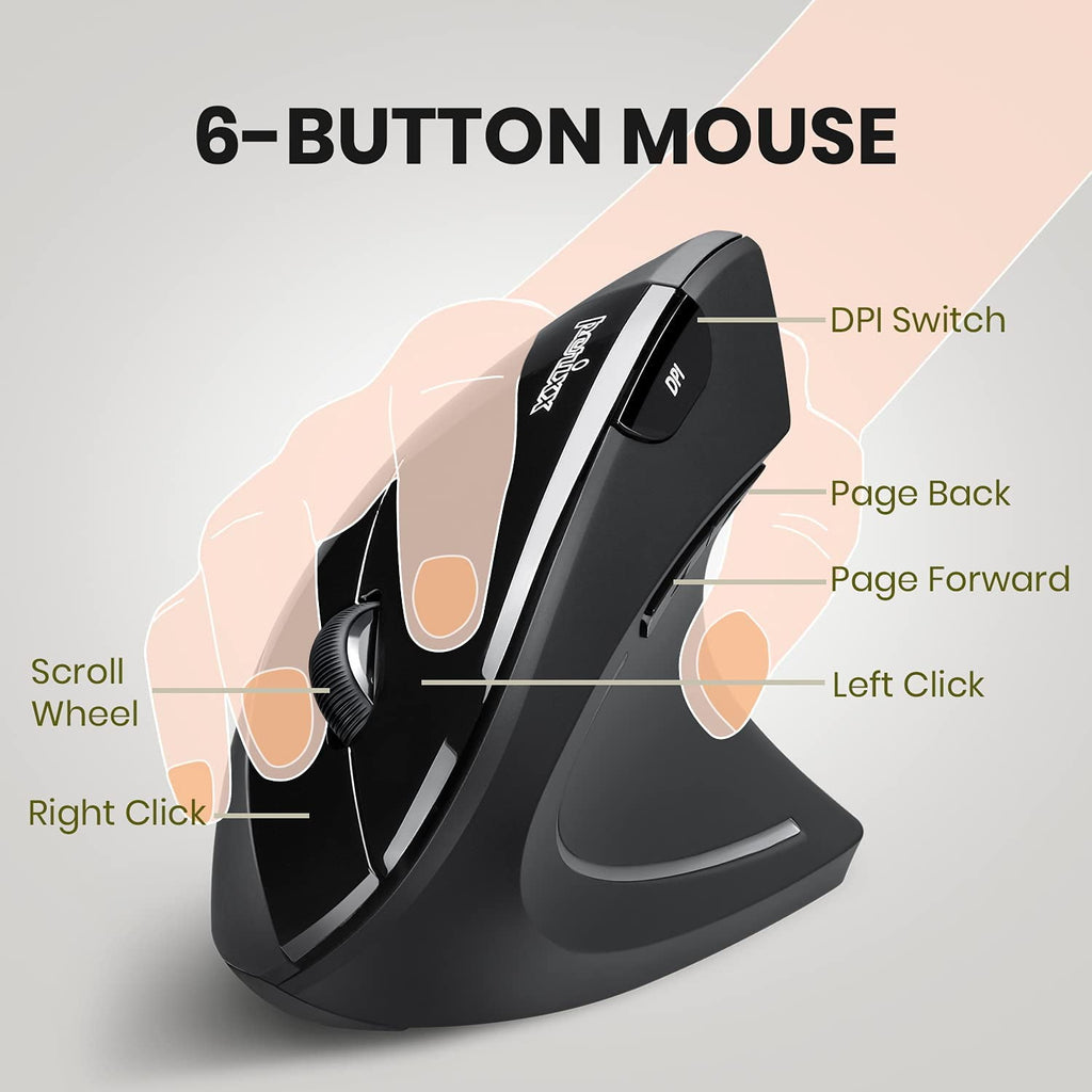 713 Wireless Ergonomic Vertical Mouse - 800/1200/1600 DPI - Right Handed - Recommended with RSI User