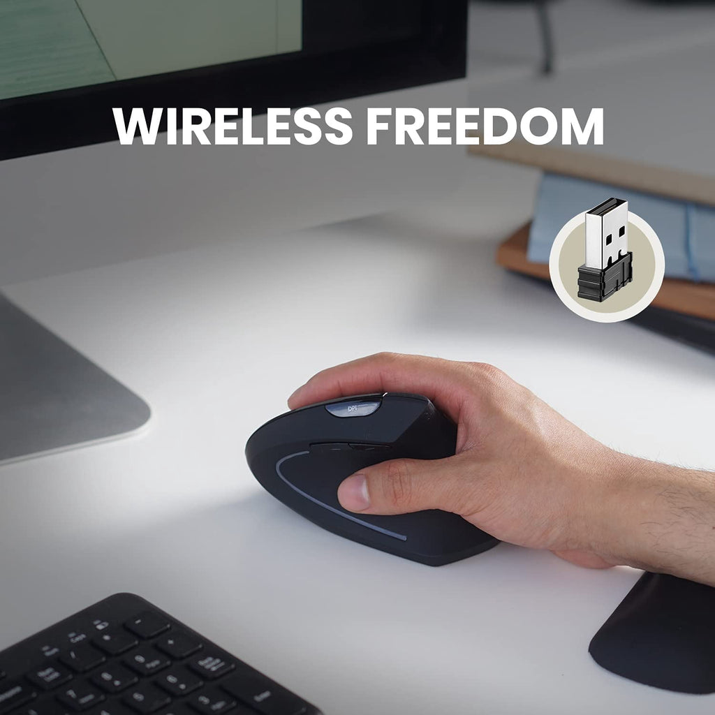 713 Wireless Ergonomic Vertical Mouse - 800/1200/1600 DPI - Right Handed - Recommended with RSI User