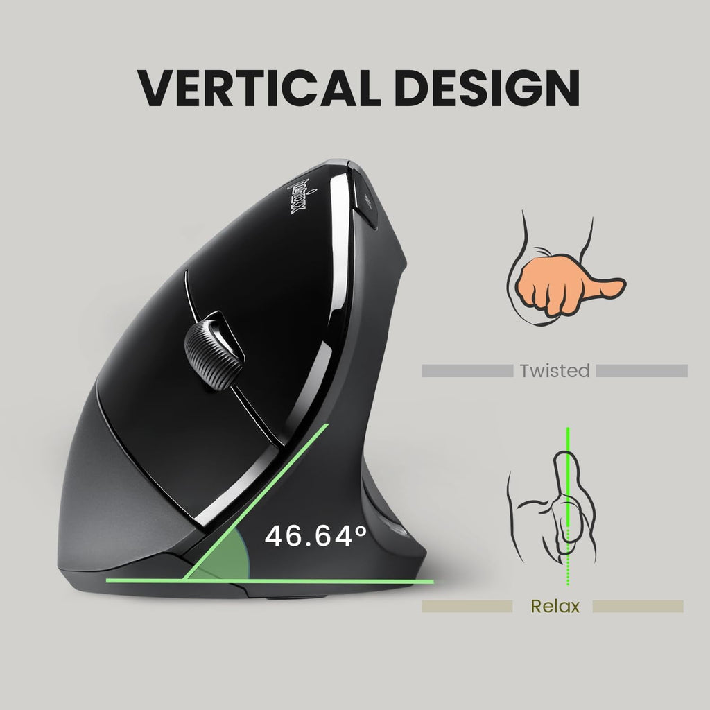 713 Wireless Ergonomic Vertical Mouse - 800/1200/1600 DPI - Right Handed - Recommended with RSI User