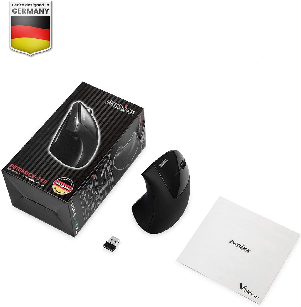 713 Wireless Ergonomic Vertical Mouse - 800/1200/1600 DPI - Right Handed - Recommended with RSI User