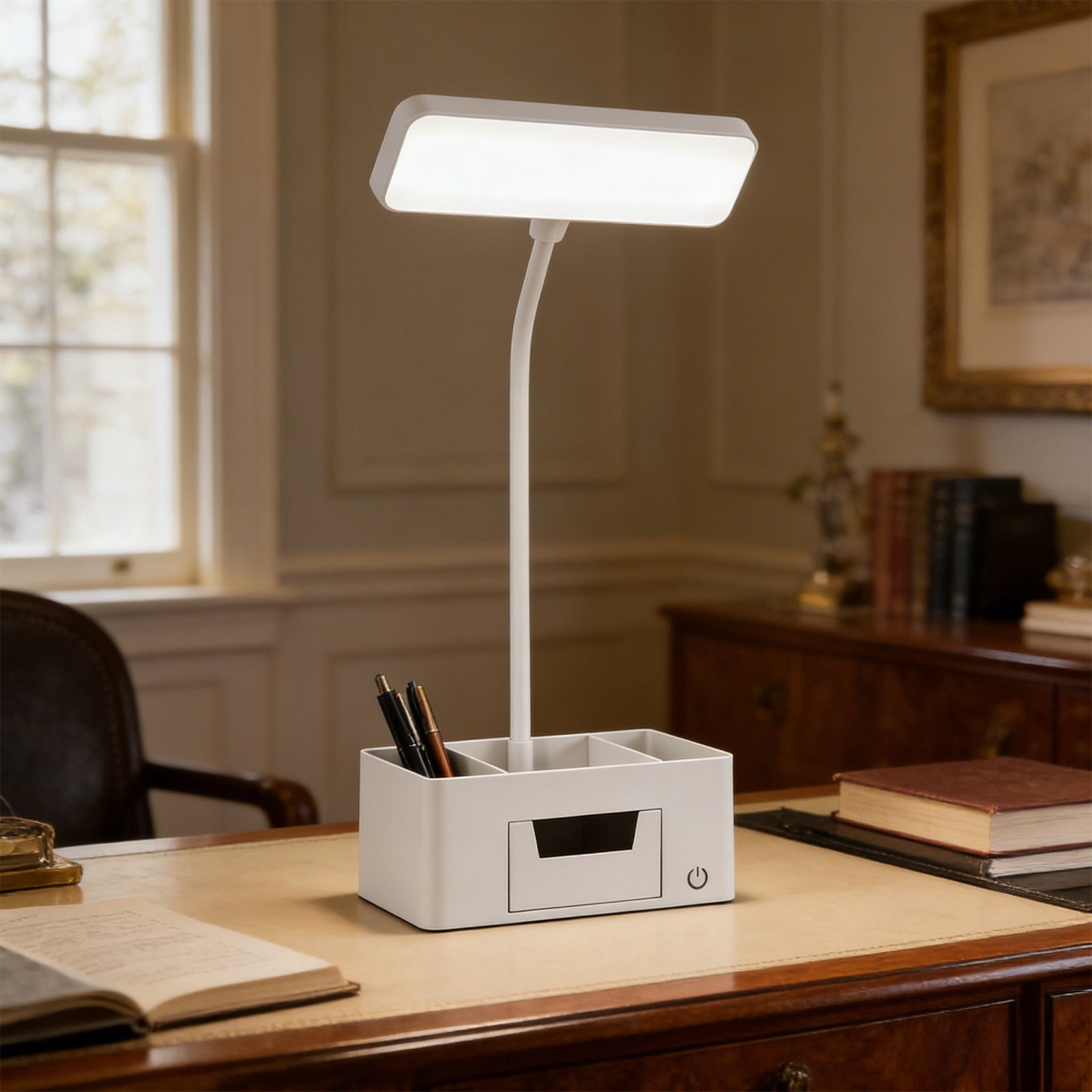Desk Lamps for Home Office, Small LED Desk Lamp, Rechargeable Table Lamp with USB Charging Port, 3 Color Modes and Adjustable Arm, Dimmable Lamp for Desk, Study Lamp for Computer Desktop Task