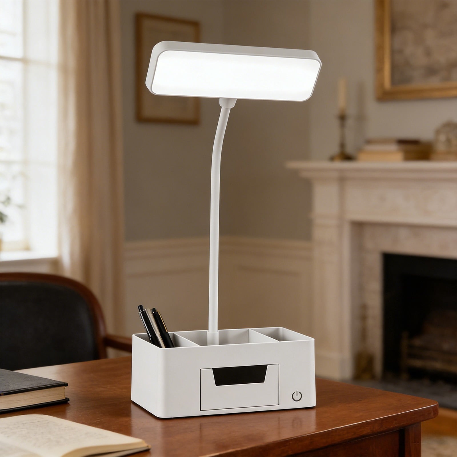Desk Lamps for Home Office, Small LED Desk Lamp, Rechargeable Table Lamp with USB Charging Port, 3 Color Modes and Adjustable Arm, Dimmable Lamp for Desk, Study Lamp for Computer Desktop Task