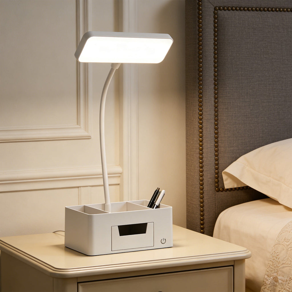Desk Lamps for Home Office, Small LED Desk Lamp, Rechargeable Table Lamp with USB Charging Port, 3 Color Modes and Adjustable Arm, Dimmable Lamp for Desk, Study Lamp for Computer Desktop Task