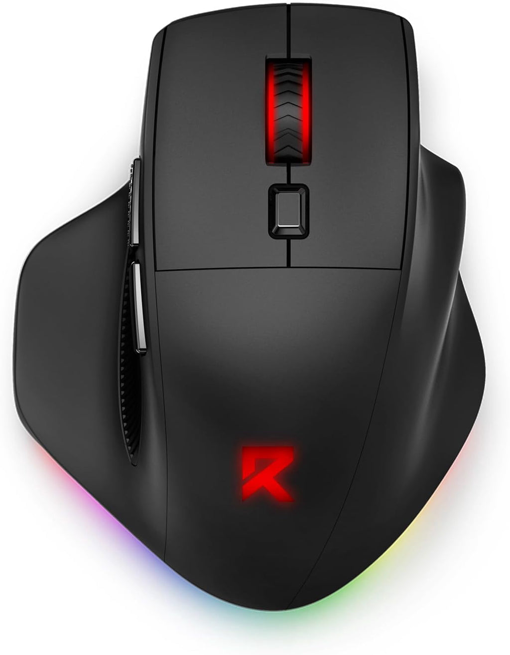Large  Gaming  for Big Hands, Tri-Modes 2.4G//Wired  Ergo   with 2 Side Buttons, 12800 DPI, 6 Backlit Modes, Programmable Macro Gamer