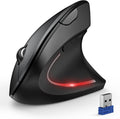 TECKNET Ergonomic Mouse, Wireless Bluetooth Vertical Mouse, 4800 DPI Optical Tracking, 6 Adjustable DPI, Quiet Clicks, 2.4GHz with USB A Receiver, 6 Buttons, Wide Compatibility - Black